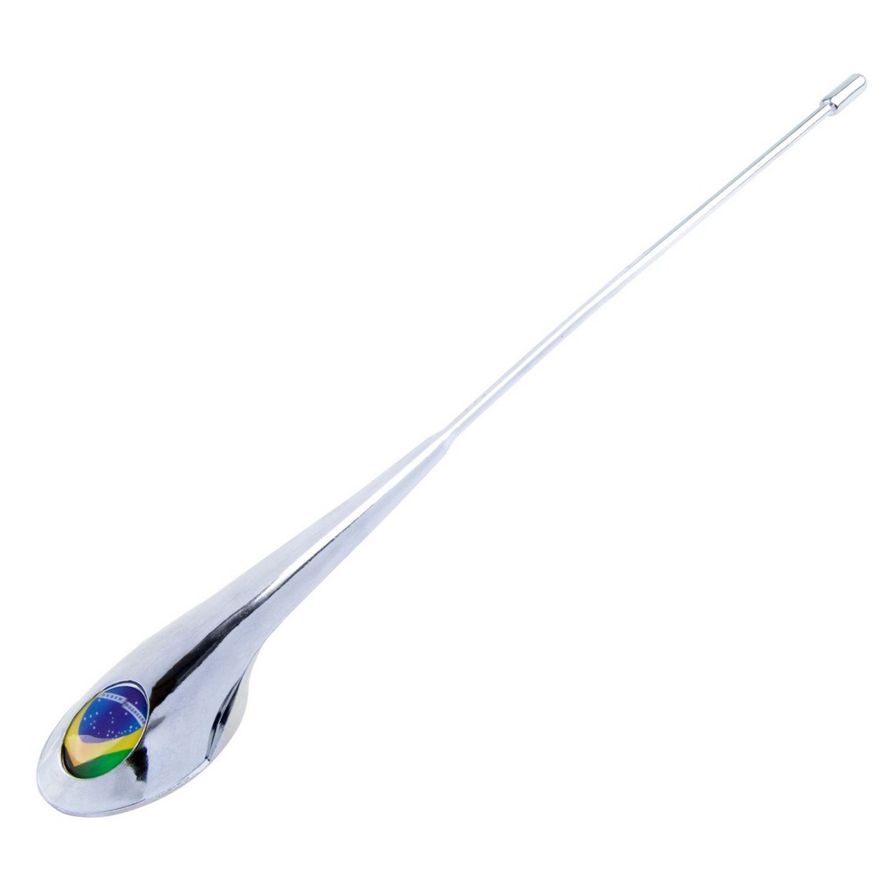 Antena Decorativa Universal com Desenho Resinado Brasil Cromado dianteiro Shek Parts 01009