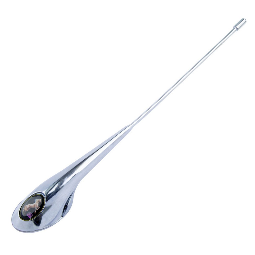 Antena Decorativa Universal com Desenho Resinado Cavalo Cromado dianteiro Shek Parts 01010