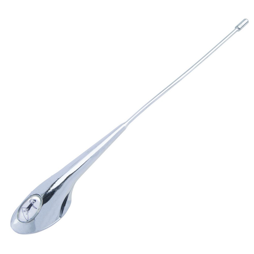Antena Decorativa Universal com Desenho Resinado Surfista Cromado dianteiro Shek Parts 01011