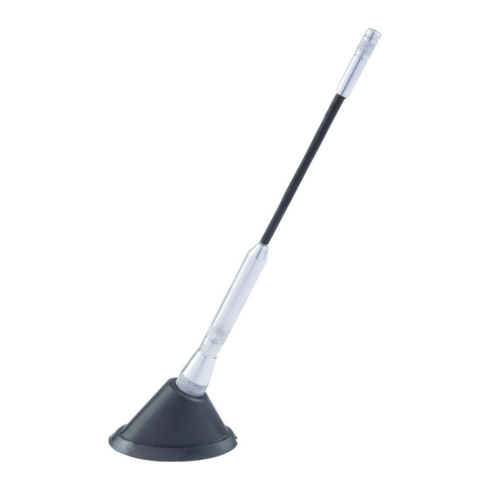 Antena Decorativa Universal Tunning em Alumínio Prata/Preta Shek Parts 01037