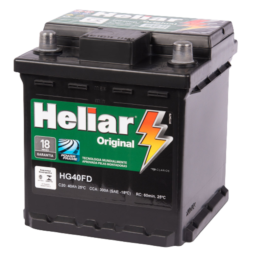 Bateria 40Ah Polo lado direito Heliar HG40FD