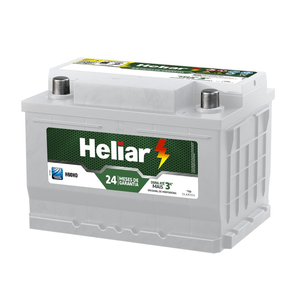 Bateria 60Ah Polo lado direito Heliar H60HD