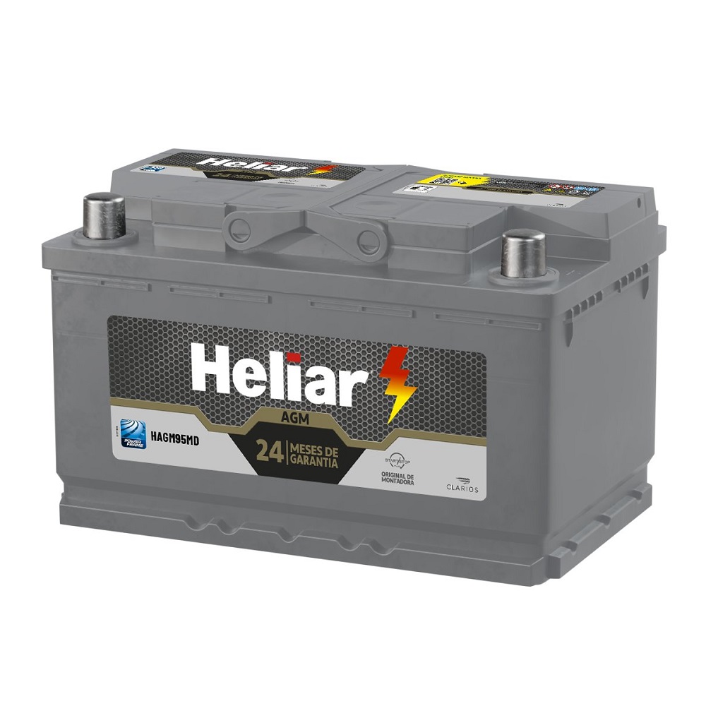Bateria 95Ah Polo lado direito Heliar HAGM95MD