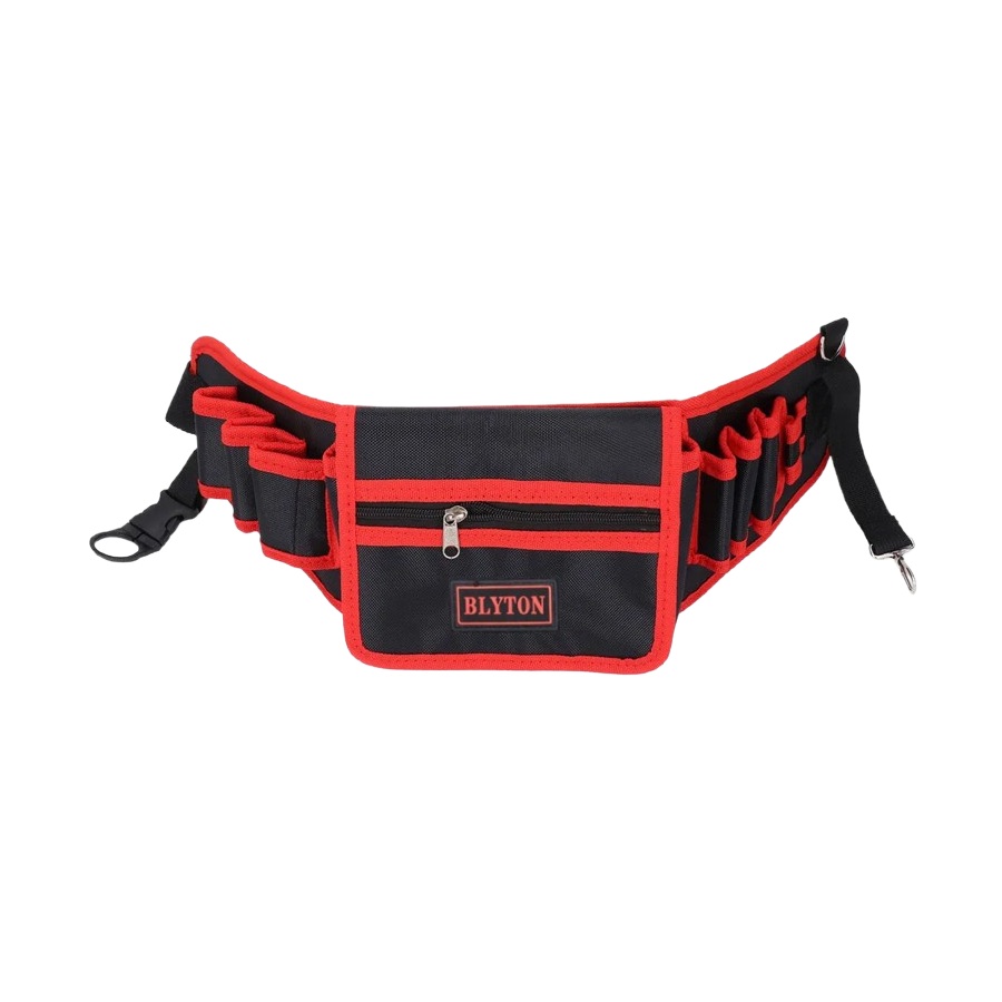 Bolsa Pochete para Ferramentas Com 7 Bolsos Preto e Vermelho BM Acessórios BM3410