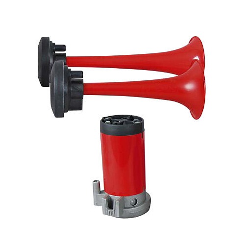 Buzina Plástico 2 Cornetas Vermelho 12V THZ THZ042
