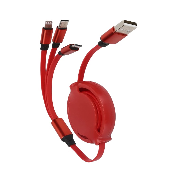 Cabo Carregador Retrátil Usb 3 em 1 BM Acessórios BM3633
