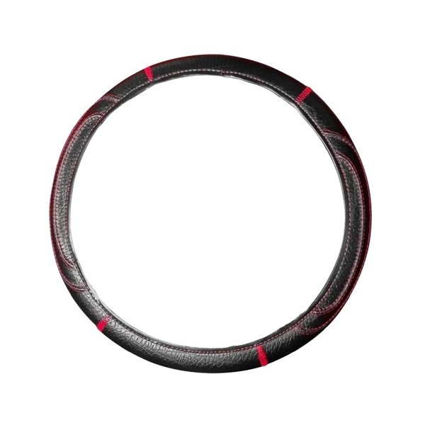 Capa de Volante Corino Preta com Costura Vermelha 38cm Novat Capas N96PRCVMN