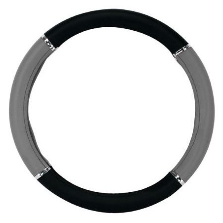 Capa de Volante Preta/Cinza com Cromado 39cm Novat Capas N39PRCZC39