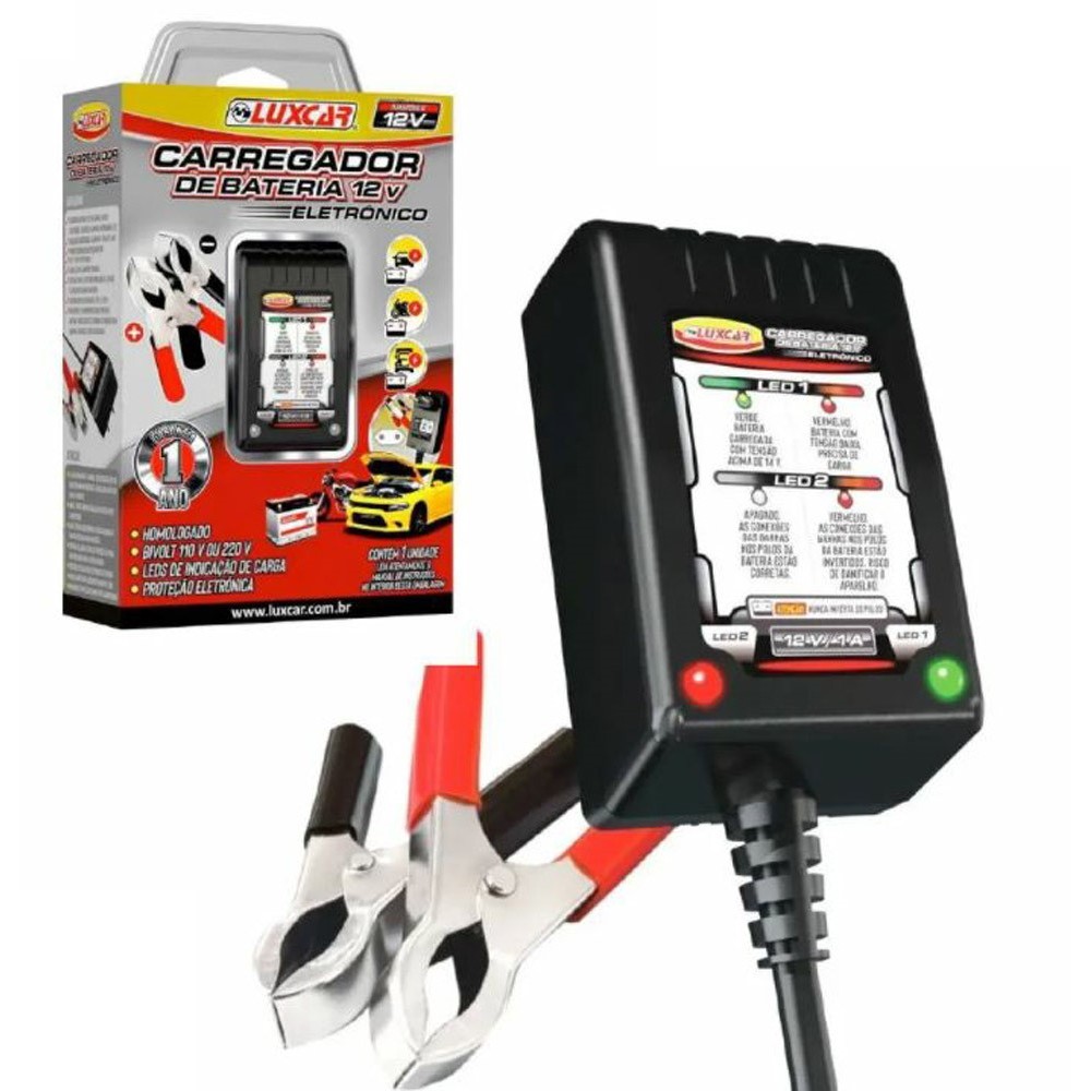 Carregador de Bateria Automotivo 110/220V Eletrônico Universal 12V Luxcar 1500