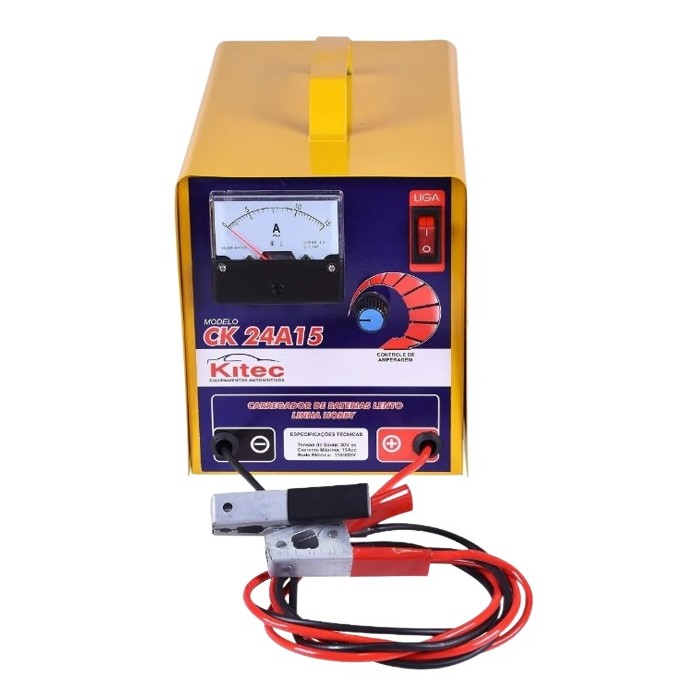 Carregador de Bateria Automotivo 110/220V Manual 15A 12/24V Kitec CK24A15