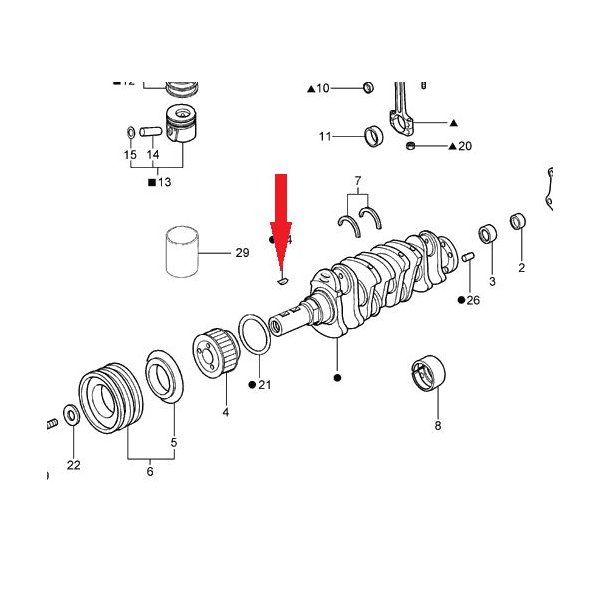 Chaveta do Virabrequim MWM/Master Parts 70500009