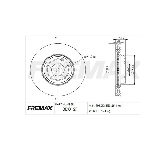 Disco de Freio Ventilado dianteiro Fremax BD0121, foto 2