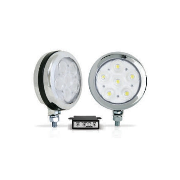 Farol Auxiliar Estrobo Corpo Cromado Redondo Amarelo Autopoli AP811
