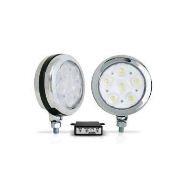 Farol Auxiliar Estrobo Corpo Cromado Redondo Verde Autopoli AP809