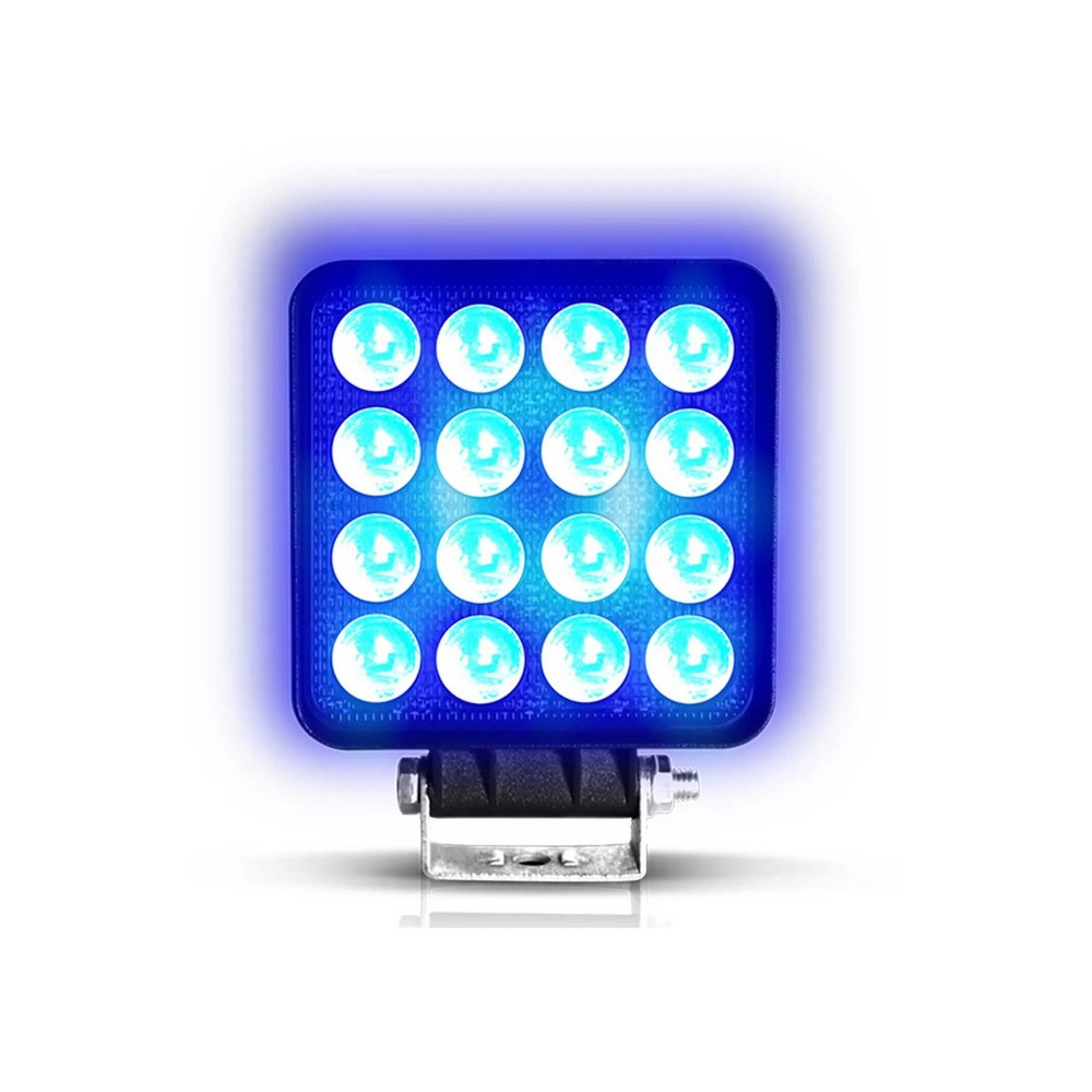 Farol Auxiliar Universal Unitário Quadrado 16 Leds 48W Azul Suns Acessorios FLU848B