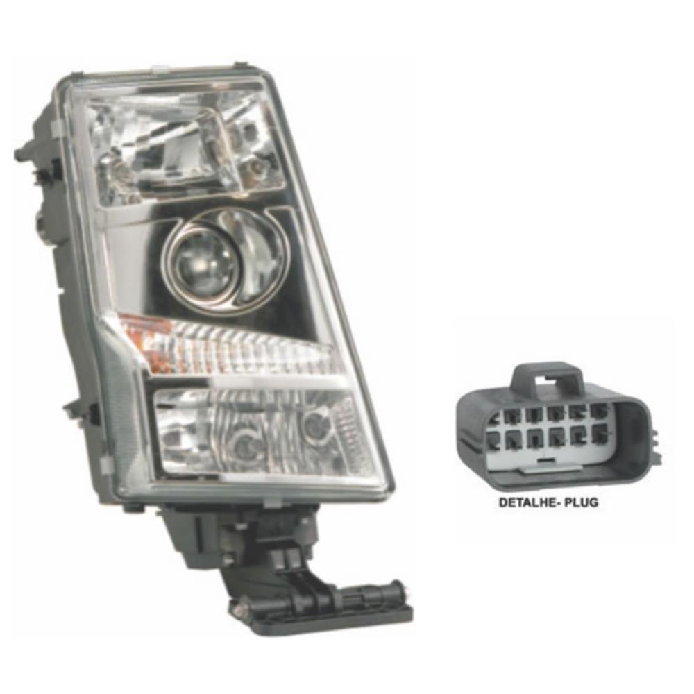 Farol Principal Conector Retangular lado direito Orgus FV164LD