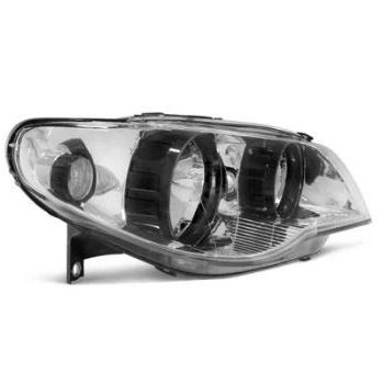 Farol Principal Máscara Cromada Aro Preto H7/H7 lado direito Rtech RTC1677