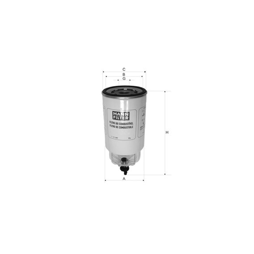 Filtro Separador D'água Sistema Racor Mann Hummel WK10002