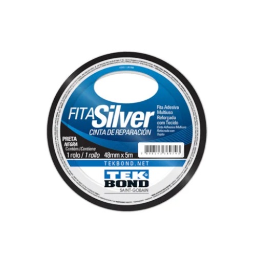 Fita Adesiva Silver Tape Preta 5 Metros Tekbond/Adespec 0150000117012RL