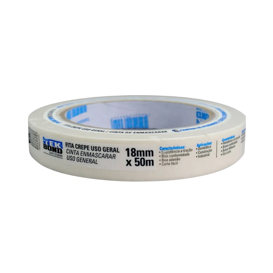 Fita Crepe Creme 18mm X 50 Metros Tekbond/Adespec 11111018500