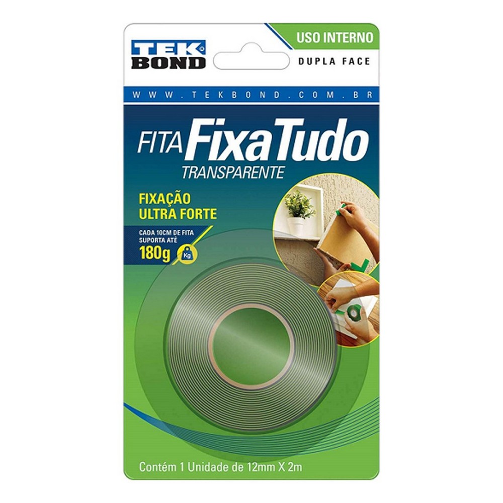 Fita Dupla Face 12mmx2 Metros Uso Externo Tekbond/Adespec 01330012x2012RL