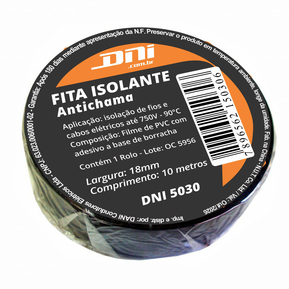Fita Isolante Antichama 19mm X10 Metros DNI DNI5030