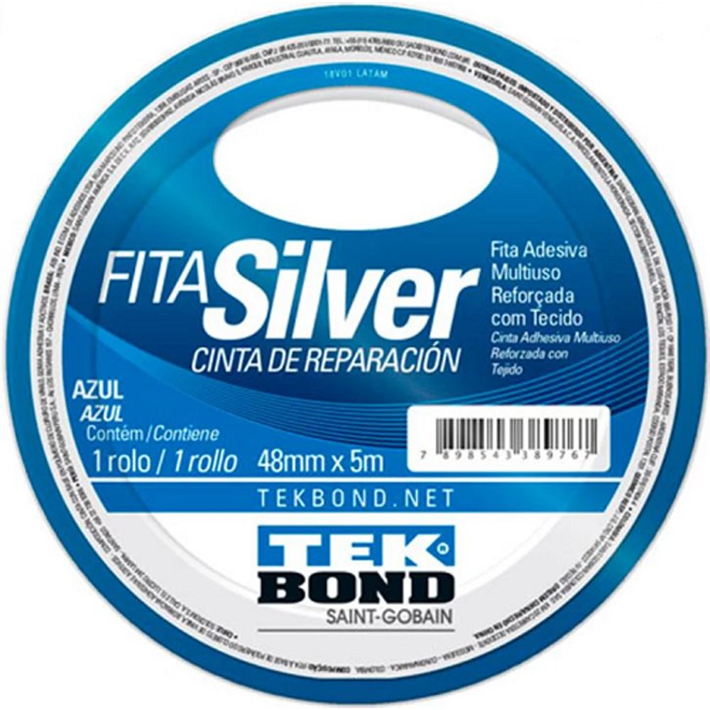 Fita Silver Tape Azul 5 Metros Tekbond/Adespec 0150000015012RL