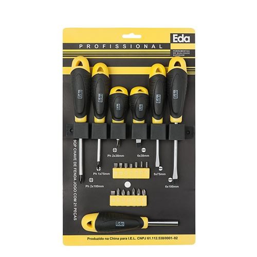 Jogo Chave Fenda/Philips com 21 Peças EDA 9QP
