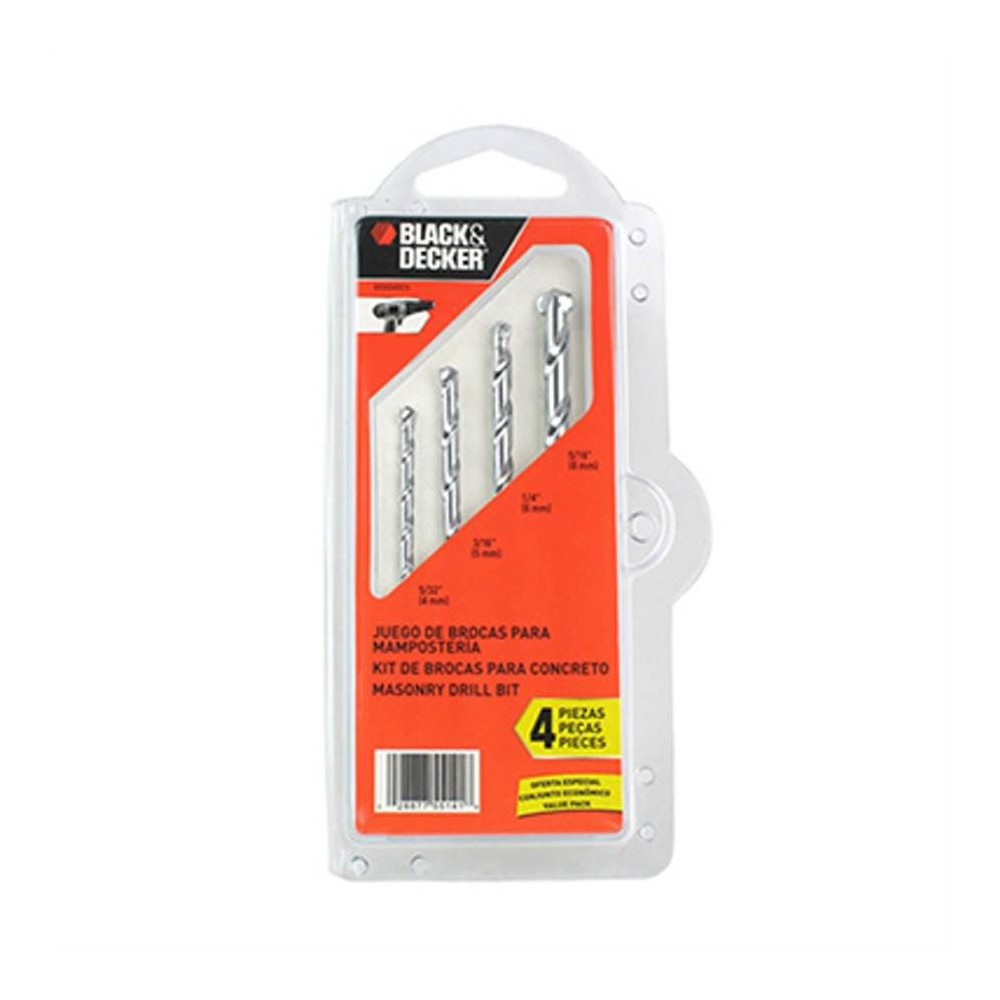 Jogo de Brocas de Vídea com 4 Peças Black & Decker BD0040CS