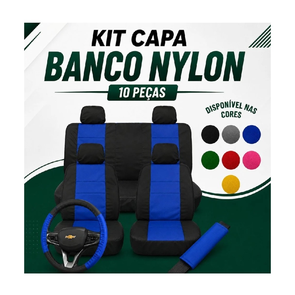 Jogo de Capa para Banco/Volante/Almofada Preto/Verde Dricar (cabral) 2285