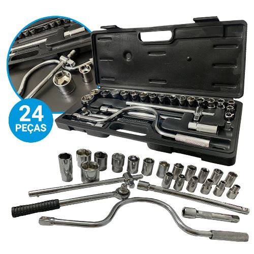 Jogo de Chave Soquete com 24 Peças LG Ferramentas BT012