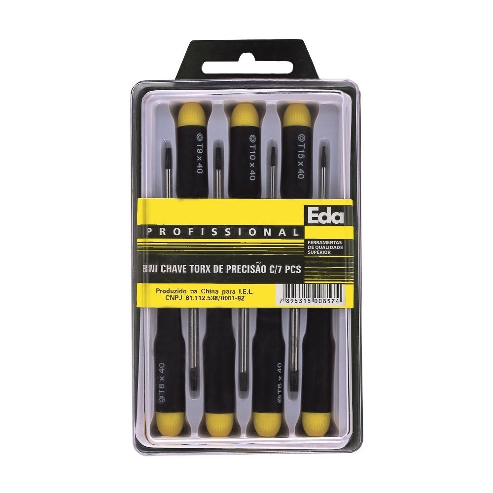 Jogo de Chave Torx de Precisão T9 a T15 com 07 Peças EDA 8NI