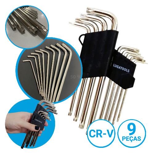 Jogo de Chave Torx Média (9 Peças) LG Ferramentas TL10176