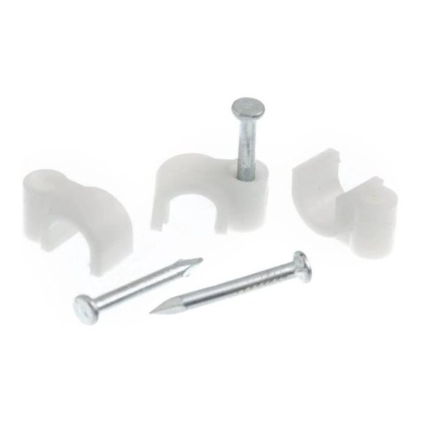 Jogo de Fixa Cabo Coaxial 6MM Branco com Prego de Aço Bemfixa 4160