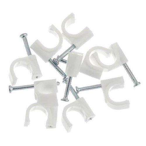 Jogo de Fixa Cabo Coaxial 8MM Branco com Prego de Aço Bemfixa 4120