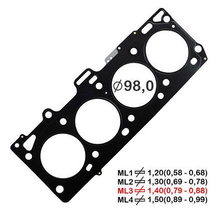 Junta do Cabeçote (1.40mm) Metal Bastos Juntas 131589ML3