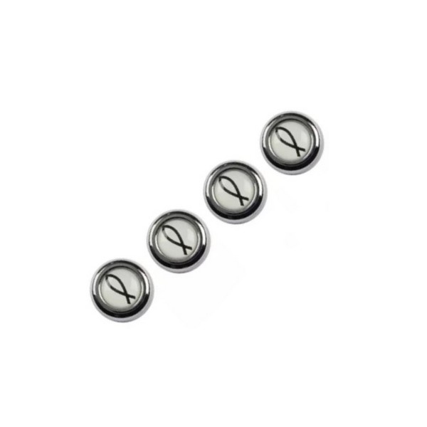 Kit Capa de Parafuso de Placa Cromada Peixe 4 Peças Serauto 01016