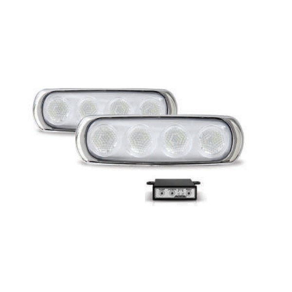 Kit Farol Auxiliar Corpo New Slim 4 Leds Kit Cromado 12/24V Âmbar Autopoli AL650
