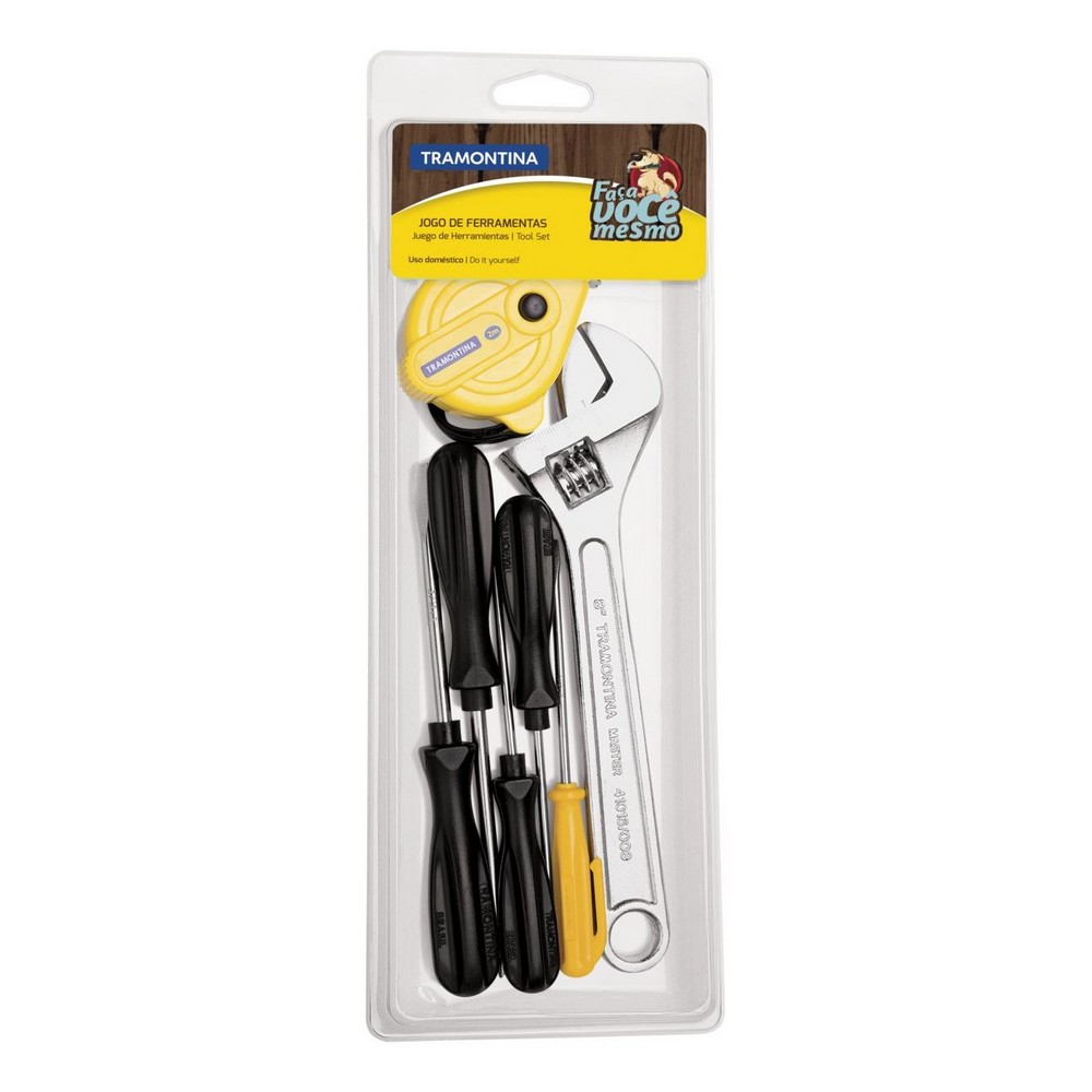 Kit Ferramentas com Chaves de Fenda Chave Ajustável e Trena 7 peças Tramontina Garibaldi 43408139