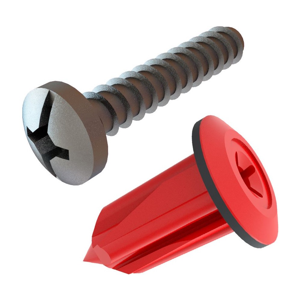 Kit Grampo do Porta Objeto Vermelho Plast CAR KPF057