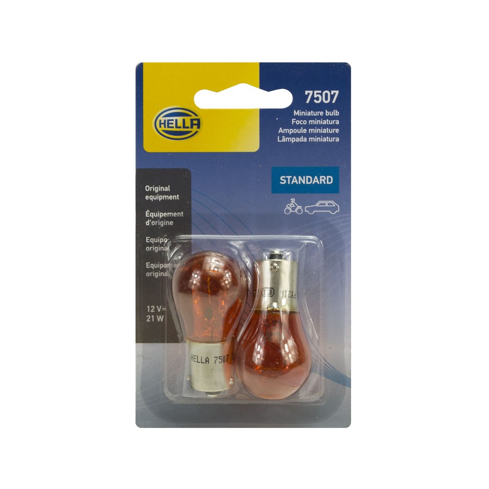 Kit Lâmpadas 1 Polo 21W 12V Pino em V Âmbar Hella 7507TB