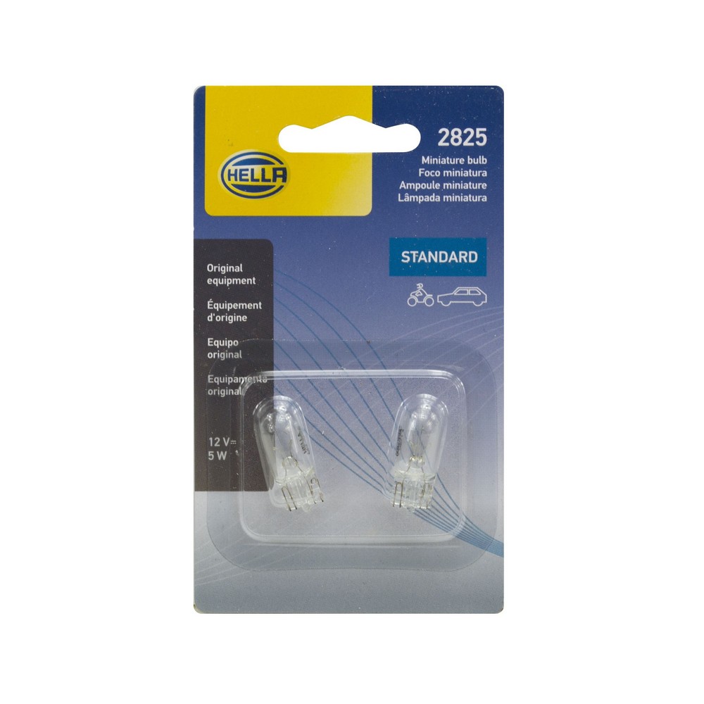 Kit Lâmpadas Esmagada Grande/Base Vidro Pingo 5W 12V Hella 2825TB