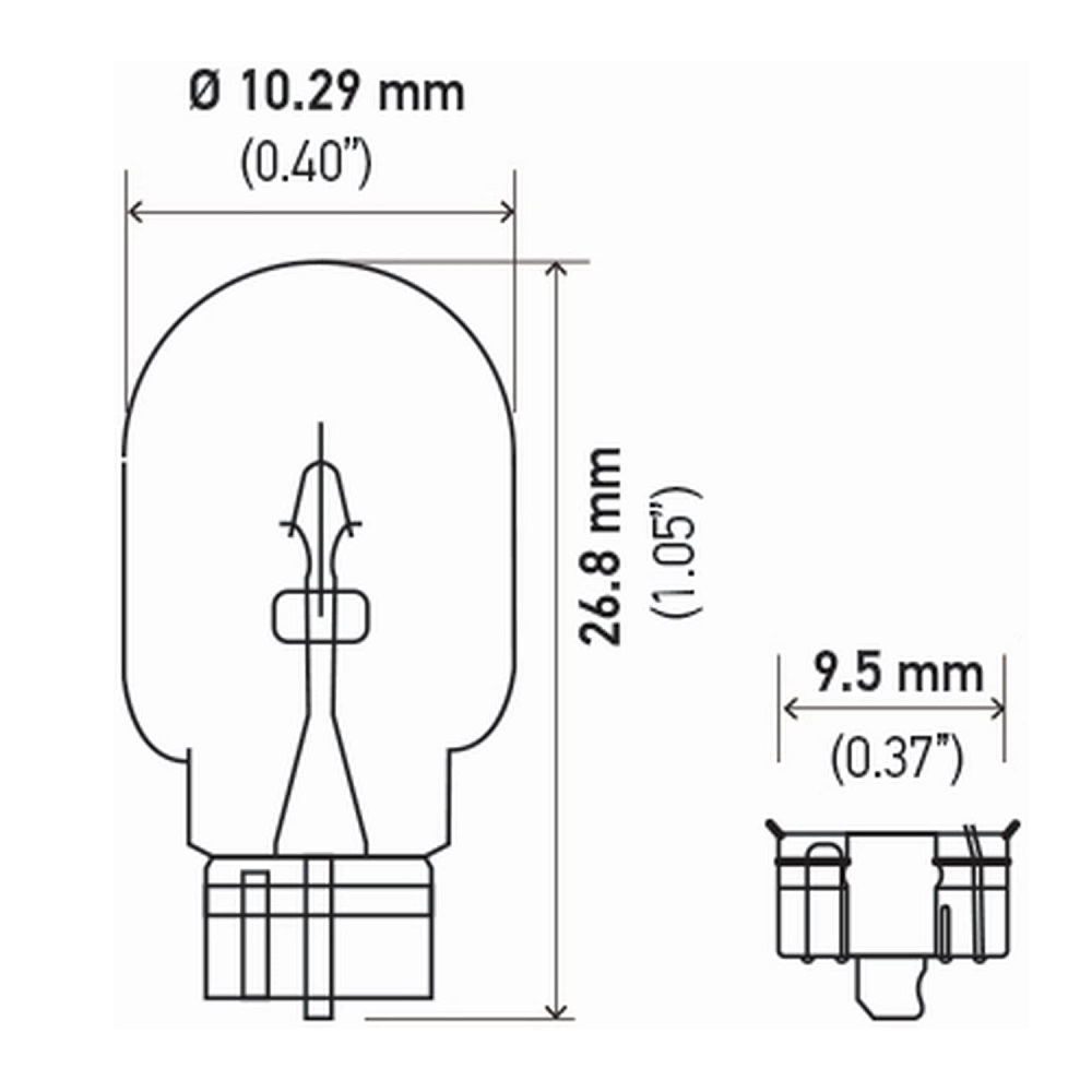 Kit Lâmpadas Esmagada Grande/Base Vidro Pingo 5W 12V Hella 2825TB, foto 3