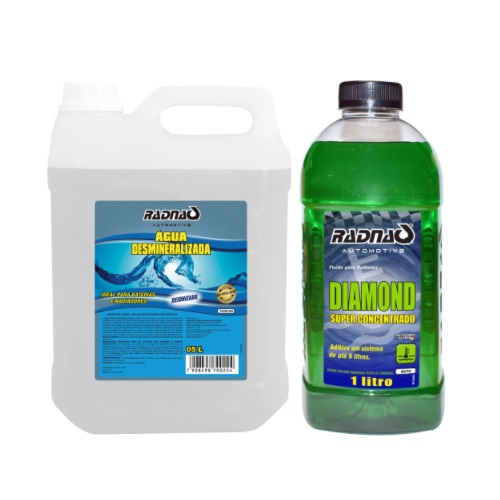 Kit para Radiador Super Concentrado 5 litros Água + 1 litro Aditivo Radnaq RQ720001K