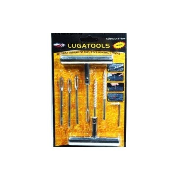 Kit Reparo Pneu com Agulha sem Câmera com 7 Peças LG Ferramentas F404