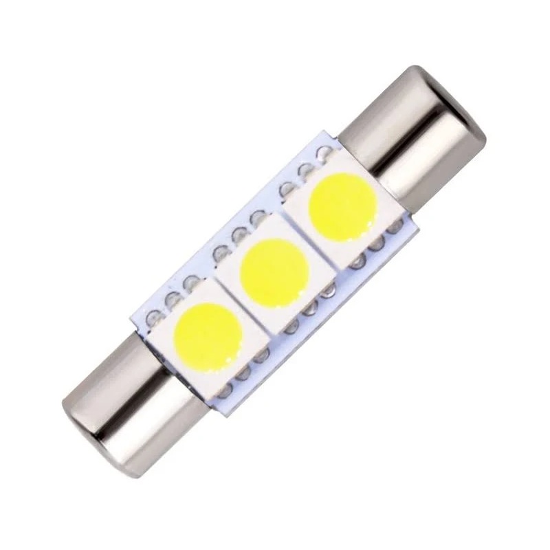 Lâmpada Led C5W 12V 03 Leds Torpedo Pequena 28mm Gerton 1604
