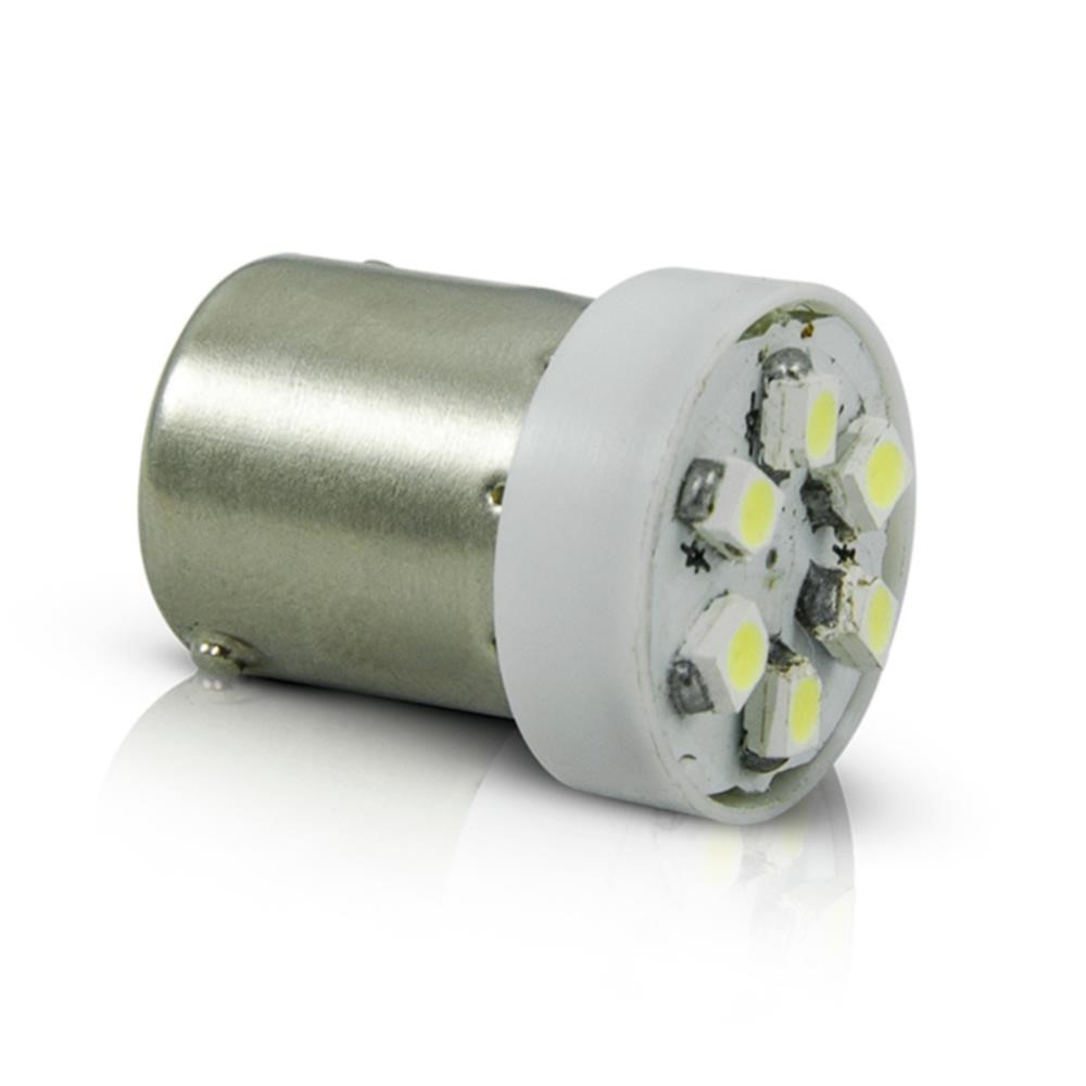 Lâmpada Led (Par) 1 Polo Vermelha 12V 6 Leds Base Metal Autopoli AP412