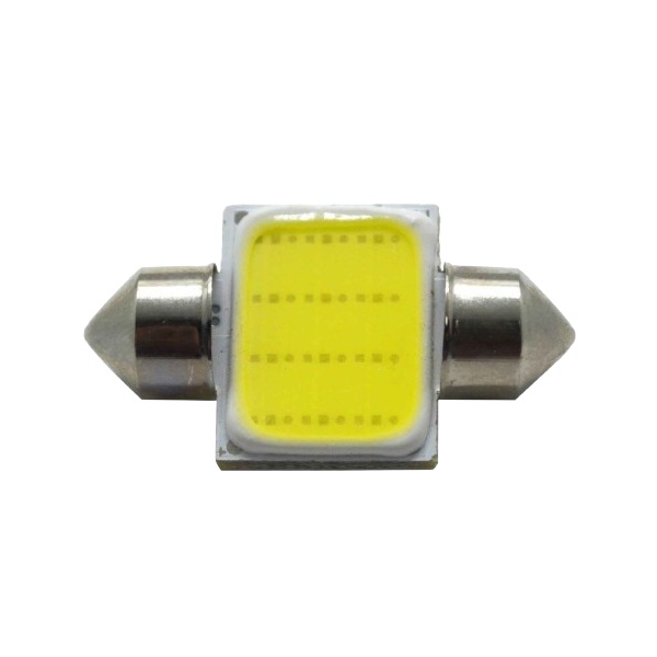 Lâmpada Led Torpedo Pequena 31mm Led Cob 1.5W 12V Branca Mega Tronic 1000