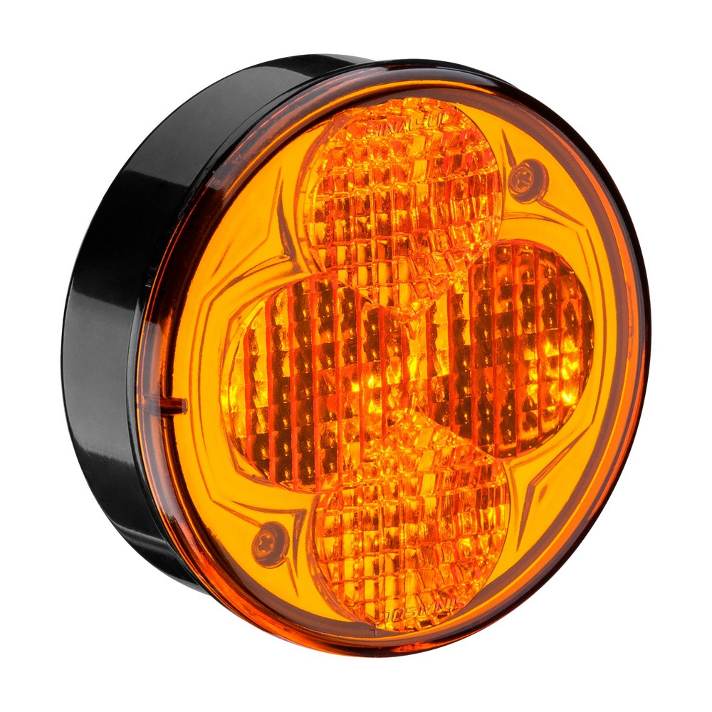 Lanterna Âmbar 4 Leds 12V Redonda 75mm traseira Sinalsul 219112AM