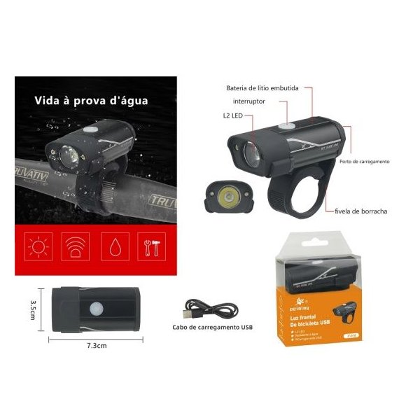 Lanterna Farol de Bicicleta Removível Peining P018